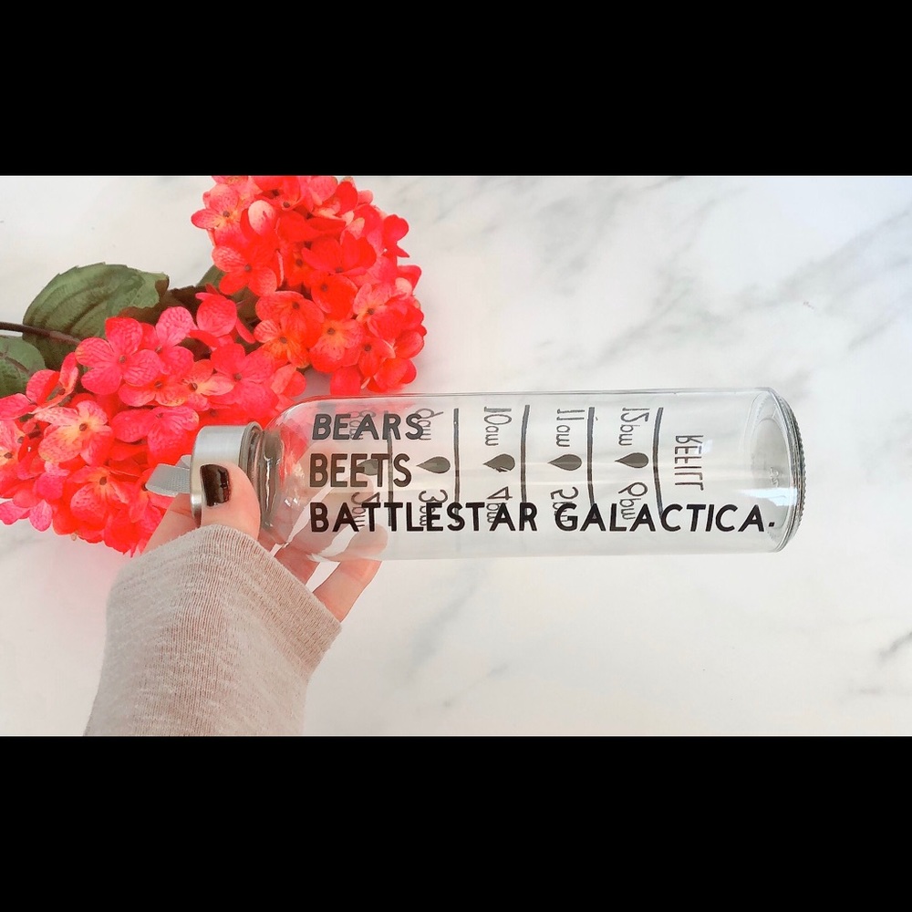 The Office Inspired Glass Water Tracker Bottle 18o